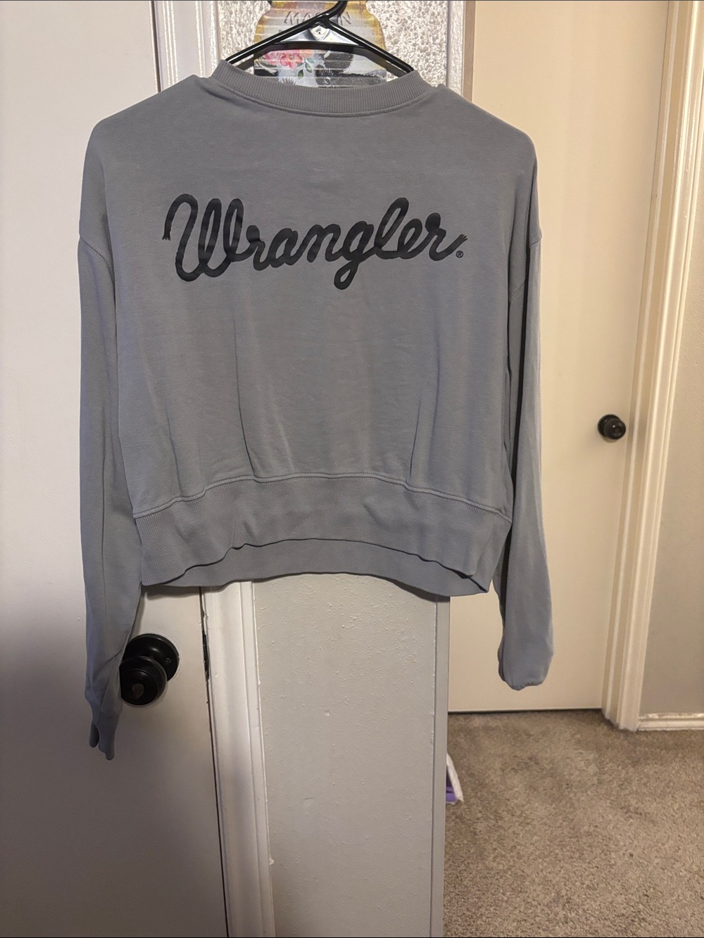 Wrangler Gray Script Logo Cropped Pullover